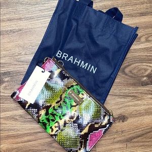 Brahmin snake-print clutch